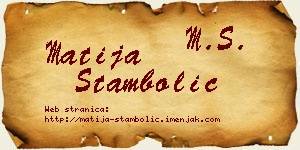 Matija Stambolić vizit kartica